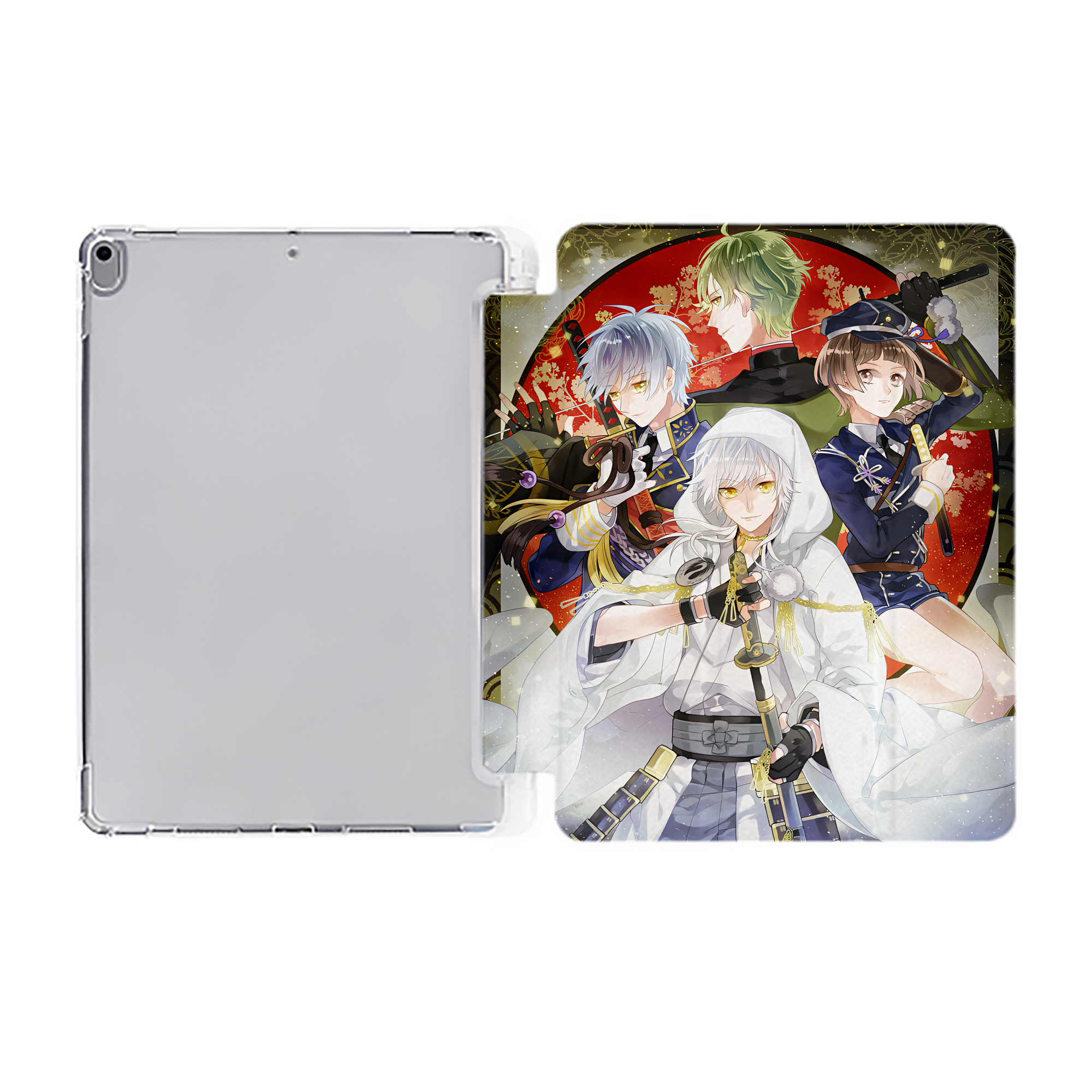 （画像用） 刀剣乱舞 Touken Ranbu IPad ケース ペン収納付き 三つ折りスタンド PUレザー×シリコン 対応機種9.5/10.5/10.9インチ